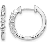 14K White Gold Diamond Hinged Hoop Earrings with 18 Round Diamonds - 0.045 Carat Total Diamond Weight by Monteluci Fine Jewelry