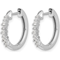 14K White Gold Diamond Hinged Hoop Earrings with 18 Round Diamonds - 0.045 Carat Total Diamond Weight by Monteluci Fine Jewelry