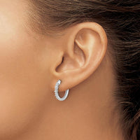14K White Gold Diamond Hinged Hoop Earrings with 18 Round Diamonds - 0.045 Carat Total Diamond Weight by Monteluci Fine Jewelry