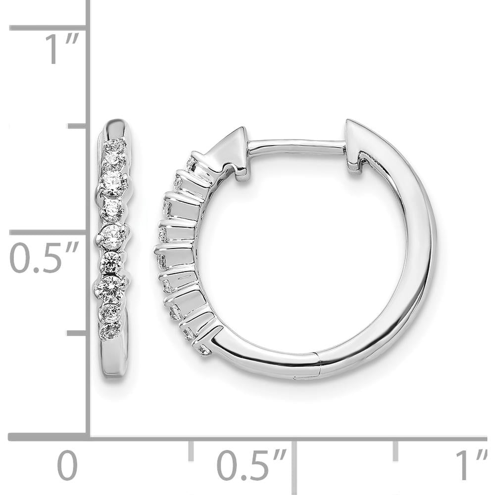 14K White Gold Diamond Hinged Hoop Earrings with 18 Round Diamonds - 0.045 Carat Total Diamond Weight by Monteluci Fine Jewelry