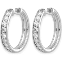 14K White Gold Diamond Hinged Hoop Earrings with 18 Round Diamonds - 0.07 Carat Total Diamond Weight by Monteluci Fine Jewelry