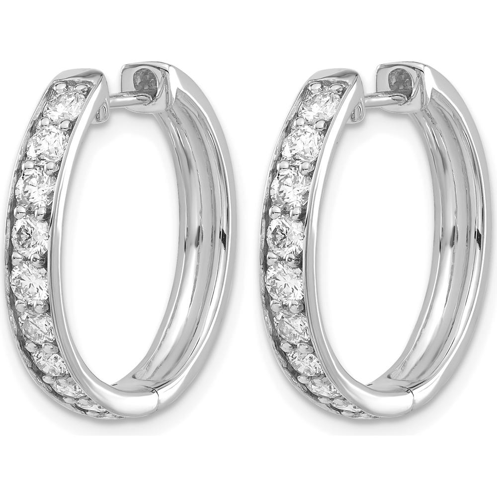 14K White Gold Diamond Hinged Hoop Earrings with 18 Round Diamonds - 0.07 Carat Total Diamond Weight by Monteluci Fine Jewelry
