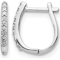 14K White Gold Diamond Hinged Hoop Earrings with 18 Round Diamonds - 0.11 Carat Total Diamond Weight by Monteluci Fine Jewelry