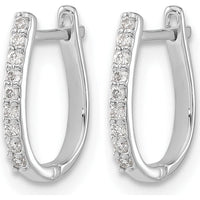 14K White Gold Diamond Hinged Hoop Earrings with 18 Round Diamonds - 0.11 Carat Total Diamond Weight by Monteluci Fine Jewelry