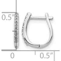 14K White Gold Diamond Hinged Hoop Earrings with 18 Round Diamonds - 0.11 Carat Total Diamond Weight by Monteluci Fine Jewelry