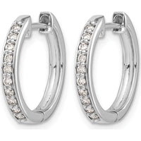 14K White Gold Diamond Hinged Hoop Earrings with 20 Round Diamonds - 0.012 Carat Total Diamond Weight by Monteluci Fine Jewelry