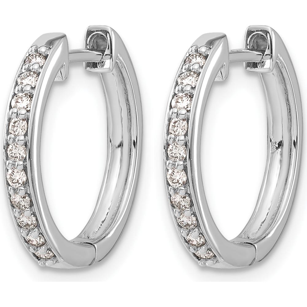 14K White Gold Diamond Hinged Hoop Earrings with 20 Round Diamonds - 0.012 Carat Total Diamond Weight by Monteluci Fine Jewelry