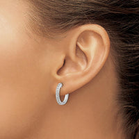 14K White Gold Diamond Hinged Hoop Earrings with 20 Round Diamonds - 0.012 Carat Total Diamond Weight by Monteluci Fine Jewelry