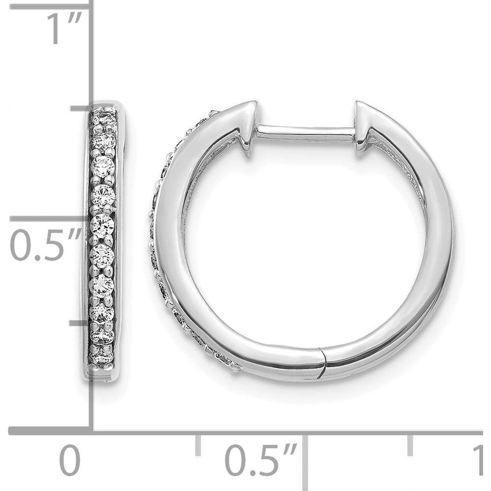 14K White Gold Diamond Hinged Hoop Earrings with 20 Round Diamonds - 0.012 Carat Total Diamond Weight by Monteluci Fine Jewelry