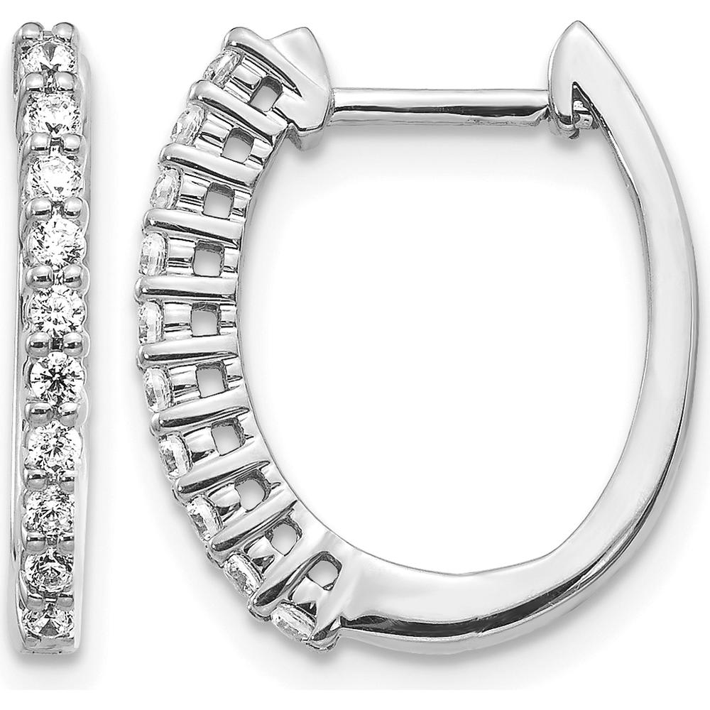14K White Gold Diamond Hinged Hoop Earrings with 20 Round Diamonds - 0.30 Carat Total Diamond Weight by Monteluci Fine Jewelry