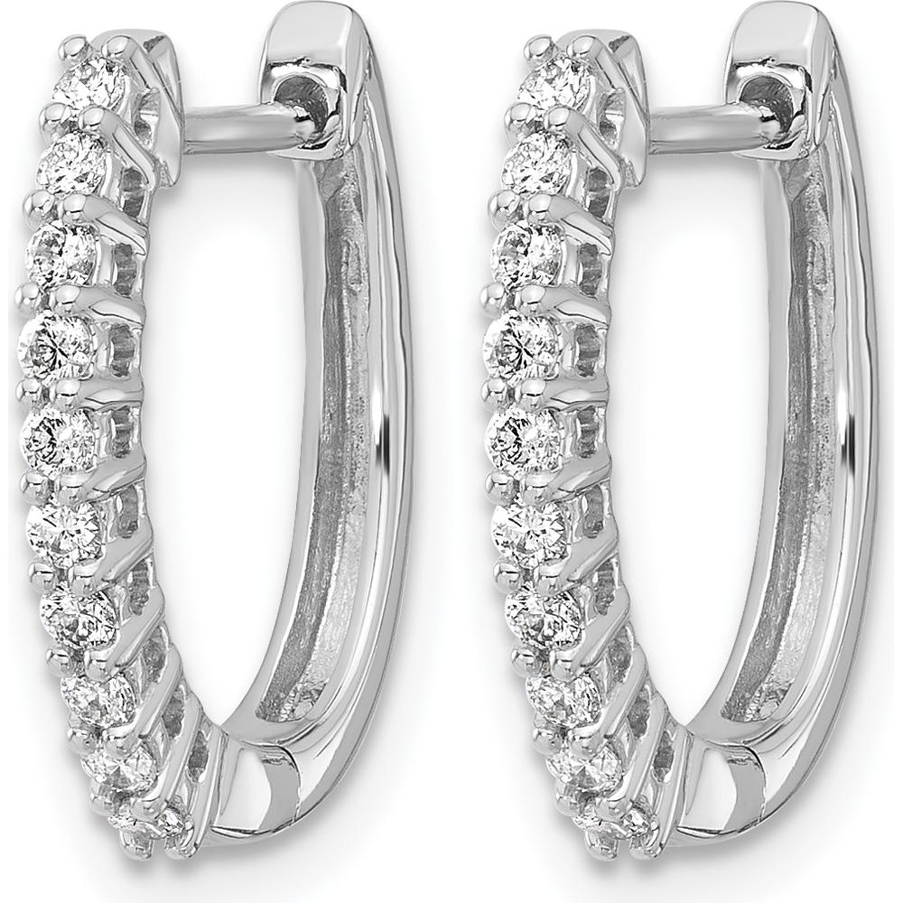 14K White Gold Diamond Hinged Hoop Earrings with 20 Round Diamonds - 0.30 Carat Total Diamond Weight by Monteluci Fine Jewelry