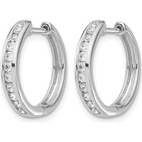 14K White Gold Diamond Hinged Hoop Earrings with 22 Round Diamonds - 0.0225 Carat Total Diamond Weight by Monteluci Fine Jewelry