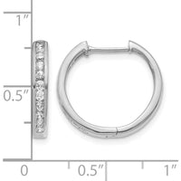14K White Gold Diamond Hinged Hoop Earrings with 22 Round Diamonds - 0.0225 Carat Total Diamond Weight by Monteluci Fine Jewelry