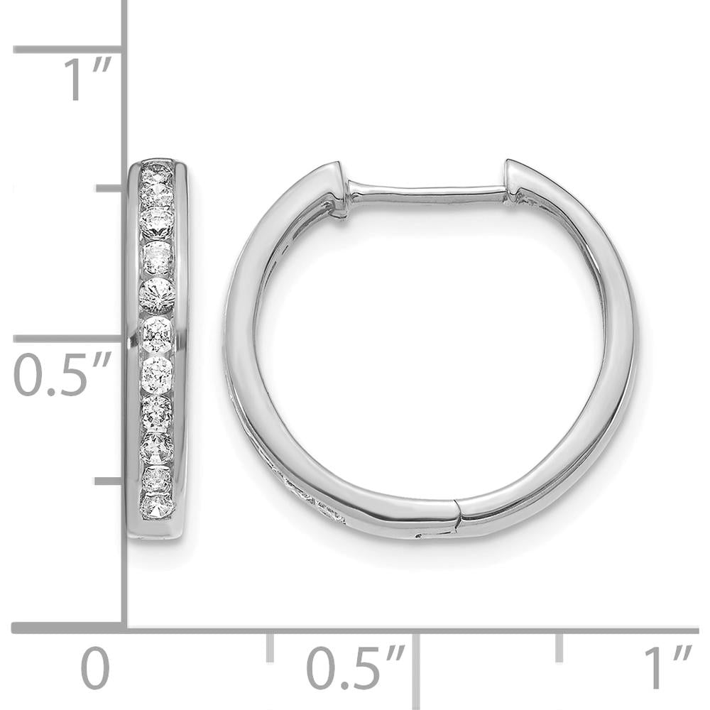 14K White Gold Diamond Hinged Hoop Earrings with 22 Round Diamonds - 0.0225 Carat Total Diamond Weight by Monteluci Fine Jewelry