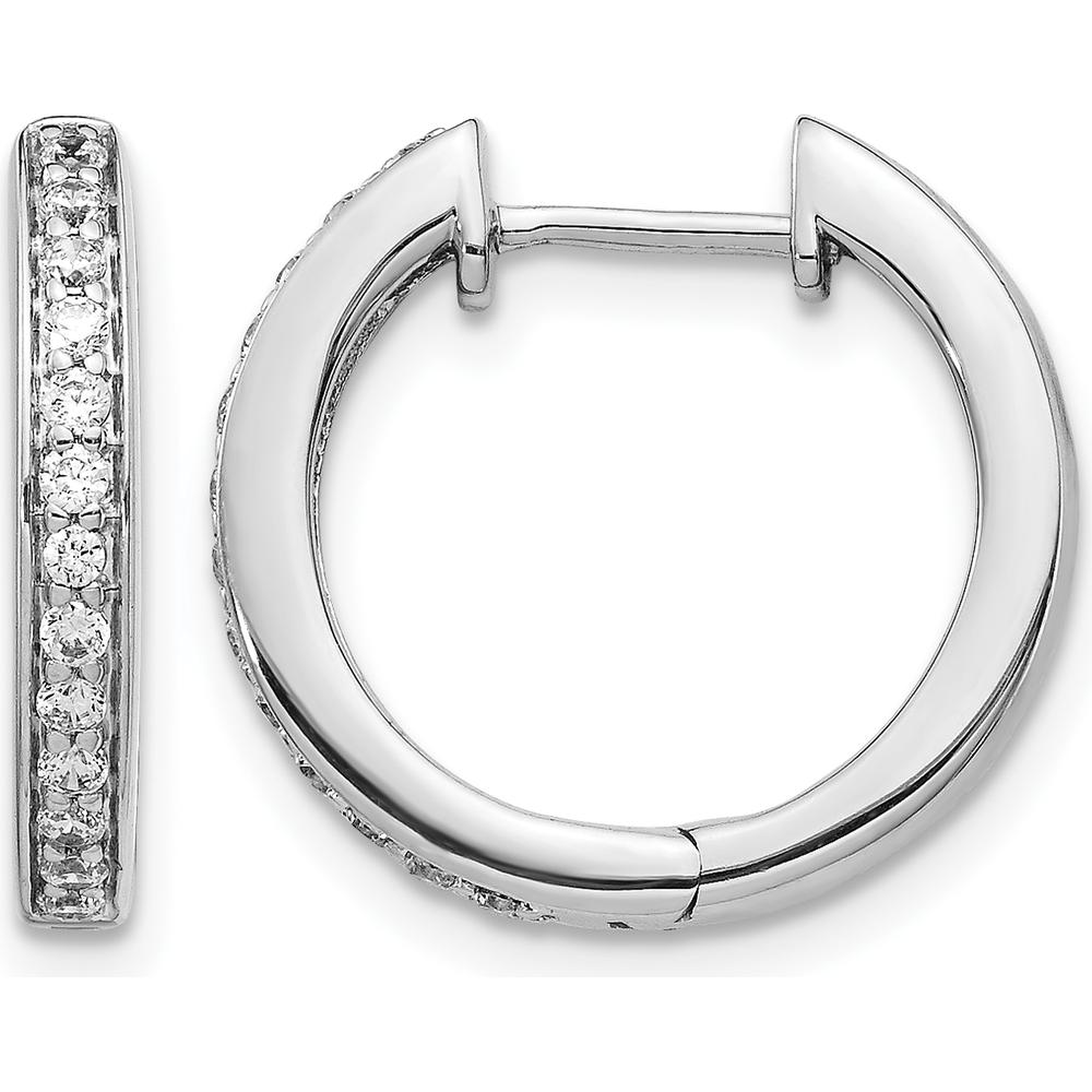 14K White Gold Diamond Hinged Hoop Earrings with 26 Round Brilliant Diamonds - 0.312 Carat Total Diamond Weight by Monteluci Fine Jewelry