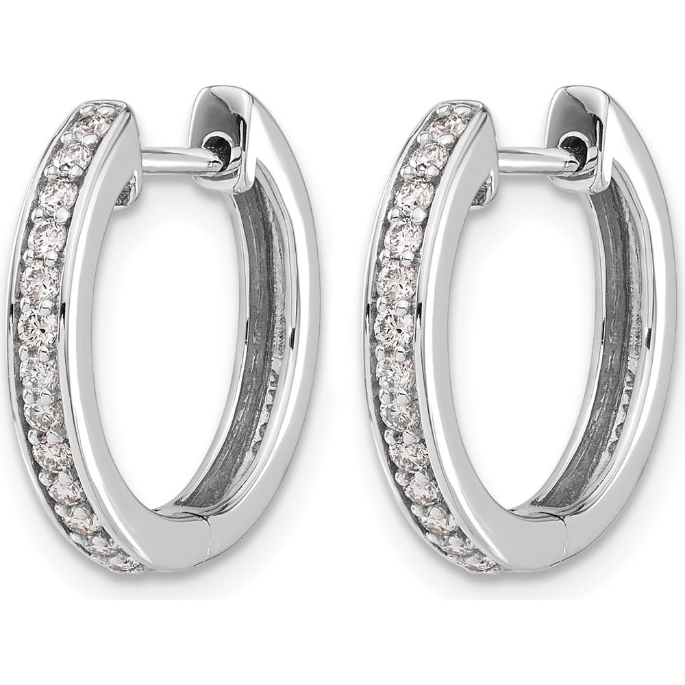 14K White Gold Diamond Hinged Hoop Earrings with 26 Round Brilliant Diamonds - 0.312 Carat Total Diamond Weight by Monteluci Fine Jewelry