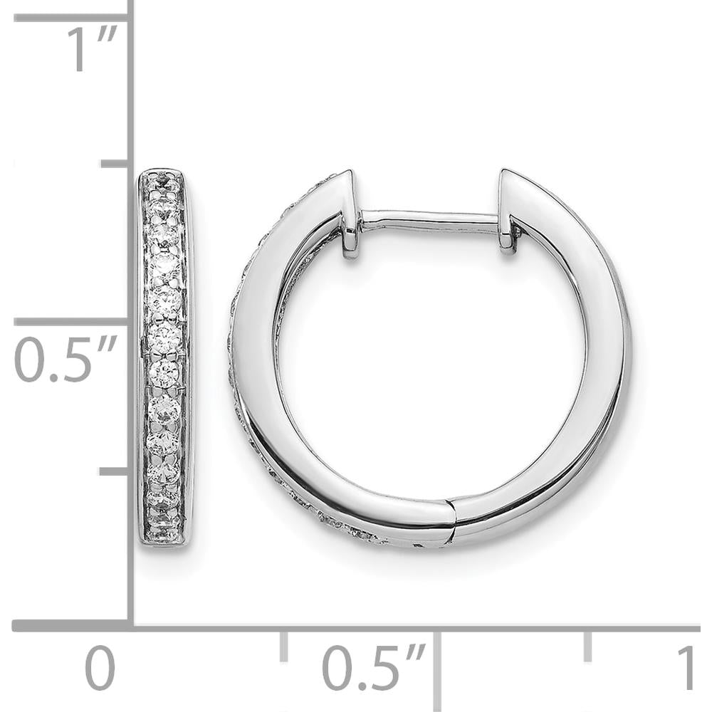 14K White Gold Diamond Hinged Hoop Earrings with 26 Round Brilliant Diamonds - 0.312 Carat Total Diamond Weight by Monteluci Fine Jewelry