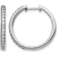 14K White Gold Diamond Hinged Hoop Earrings with 30 Round Diamonds - 0.36 Carat Total Diamond Weight by Monteluci Fine Jewelry