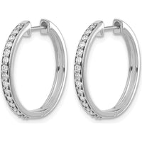 14K White Gold Diamond Hinged Hoop Earrings with 30 Round Diamonds - 0.36 Carat Total Diamond Weight by Monteluci Fine Jewelry