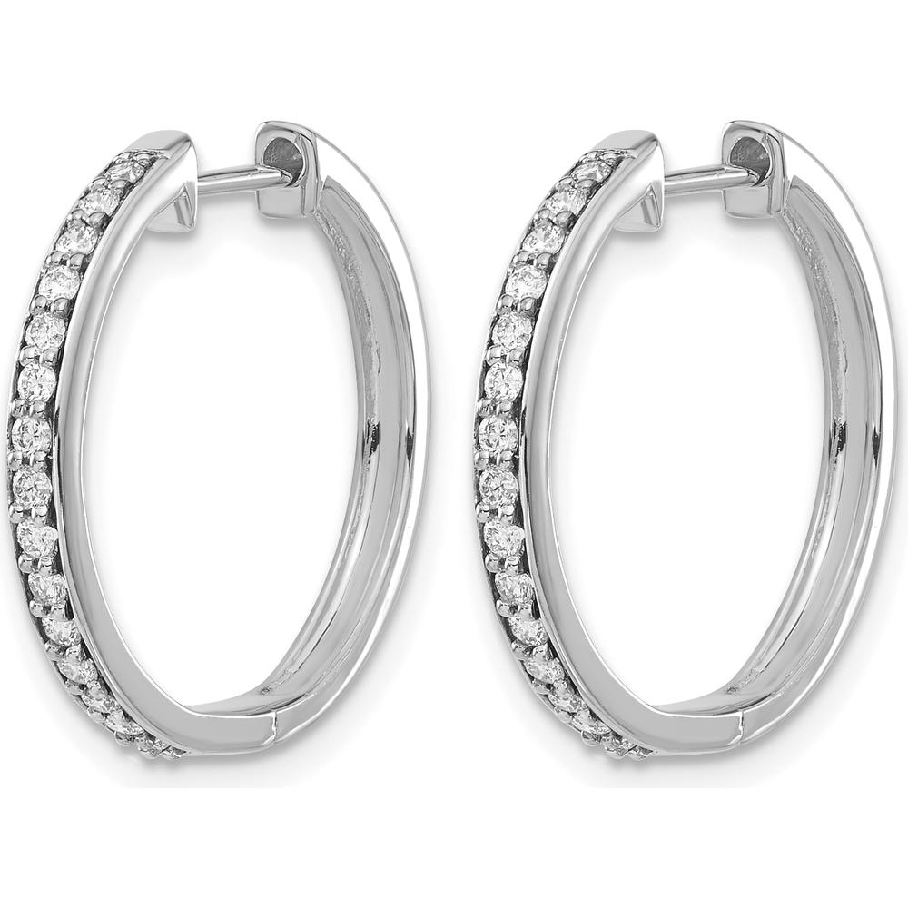 14K White Gold Diamond Hinged Hoop Earrings with 30 Round Diamonds - 0.36 Carat Total Diamond Weight by Monteluci Fine Jewelry
