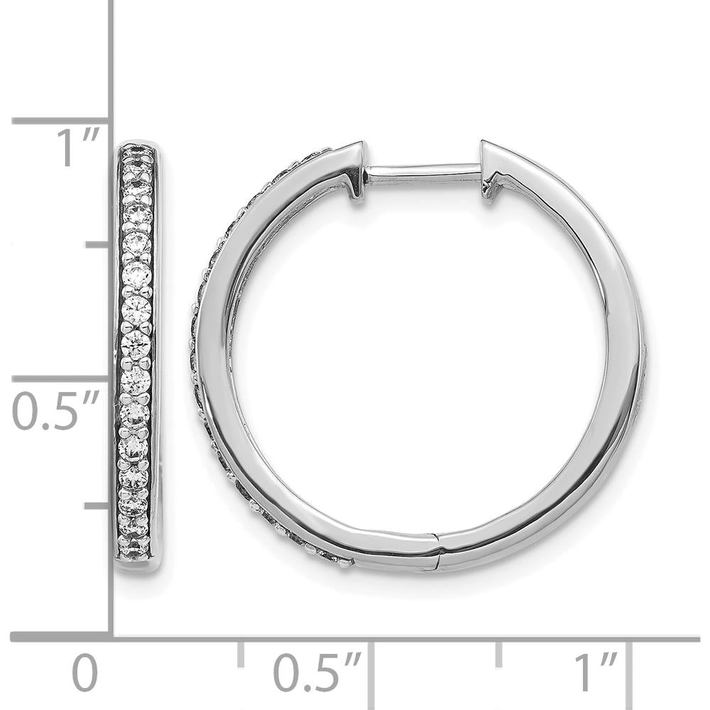 14K White Gold Diamond Hinged Hoop Earrings with 30 Round Diamonds - 0.36 Carat Total Diamond Weight by Monteluci Fine Jewelry