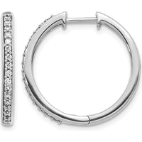 14K White Gold Diamond Hinged Hoop Earrings with 32 Round Diamonds - 0.008 Carat Total Diamond Weight by Monteluci Fine Jewelry