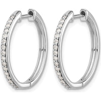 14K White Gold Diamond Hinged Hoop Earrings with 32 Round Diamonds - 0.008 Carat Total Diamond Weight by Monteluci Fine Jewelry