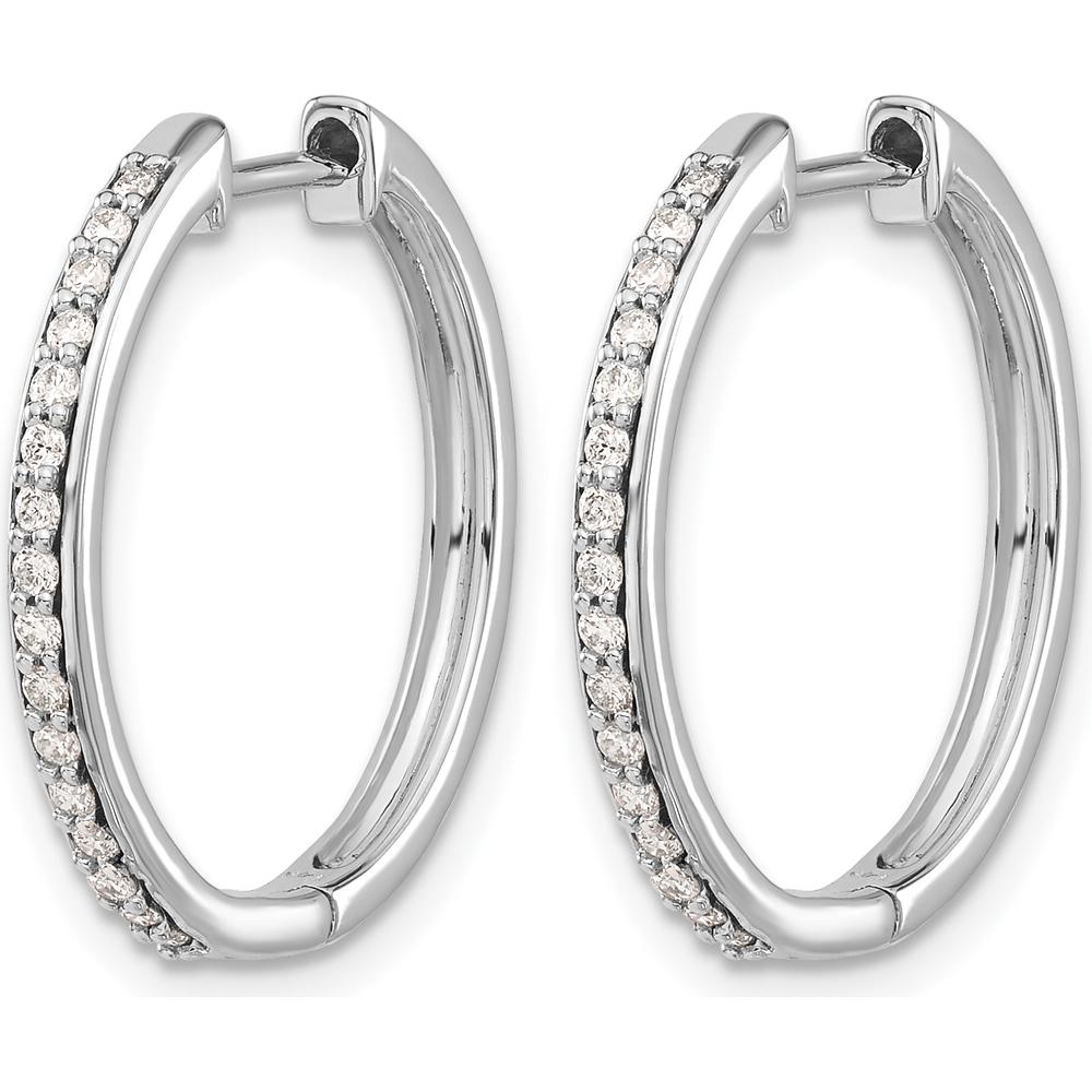 14K White Gold Diamond Hinged Hoop Earrings with 32 Round Diamonds - 0.008 Carat Total Diamond Weight by Monteluci Fine Jewelry