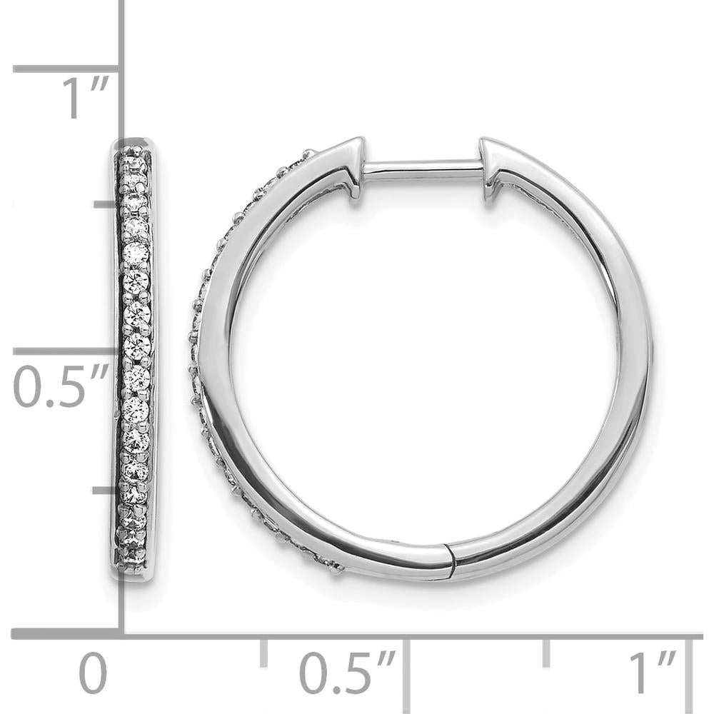 14K White Gold Diamond Hinged Hoop Earrings with 32 Round Diamonds - 0.008 Carat Total Diamond Weight by Monteluci Fine Jewelry