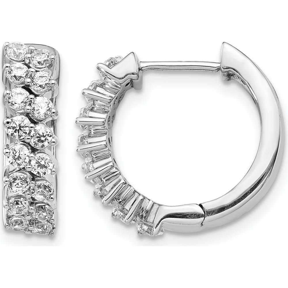 14K White Gold Diamond Hinged Hoop Earrings with 32 Round Diamonds - 0.03 Carats Total Diamond Weight by Monteluci Fine Jewelry