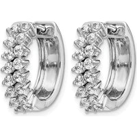 14K White Gold Diamond Hinged Hoop Earrings with 32 Round Diamonds - 0.03 Carats Total Diamond Weight by Monteluci Fine Jewelry