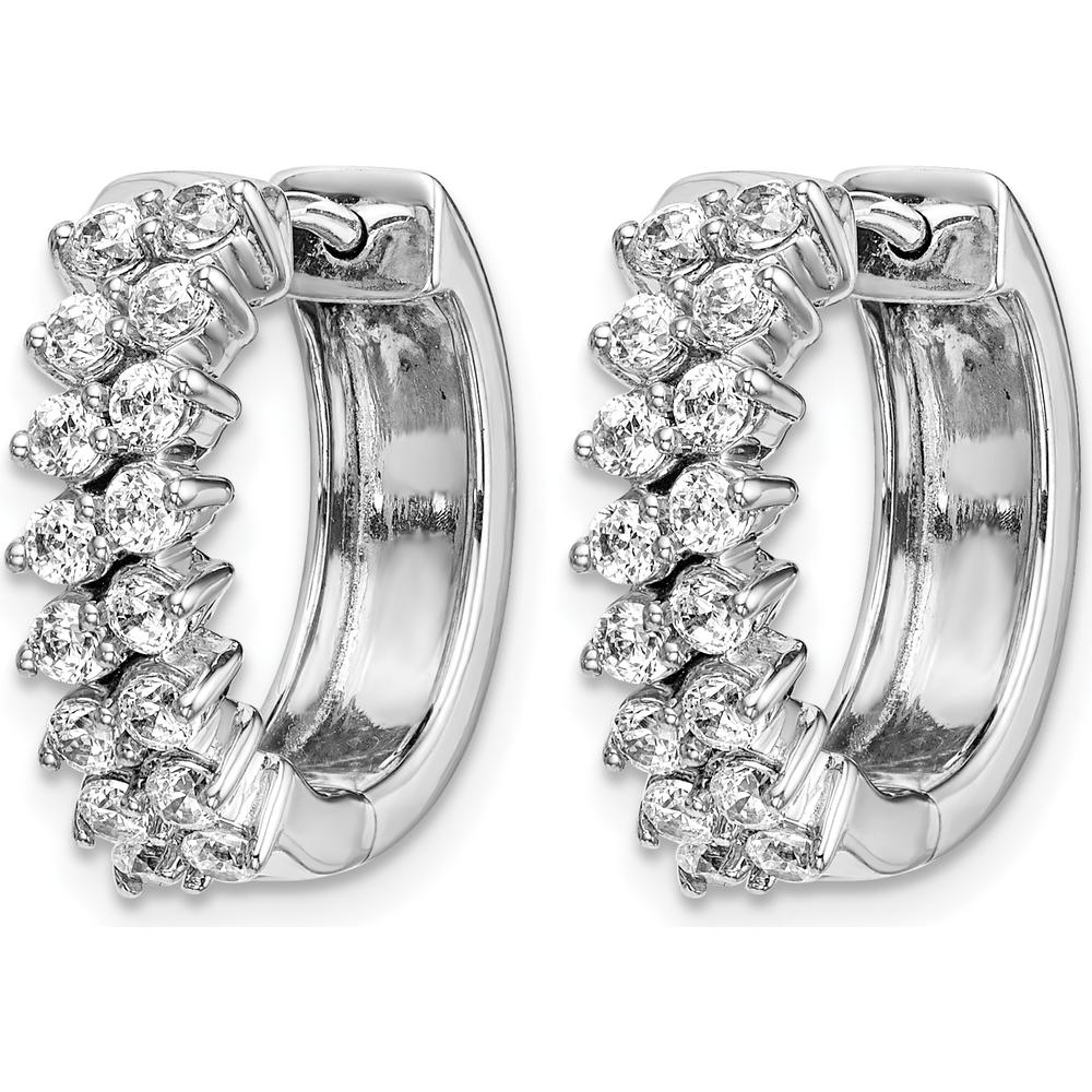 14K White Gold Diamond Hinged Hoop Earrings with 32 Round Diamonds - 0.03 Carats Total Diamond Weight by Monteluci Fine Jewelry