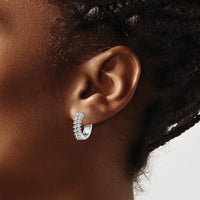 14K White Gold Diamond Hinged Hoop Earrings with 32 Round Diamonds - 0.03 Carats Total Diamond Weight by Monteluci Fine Jewelry