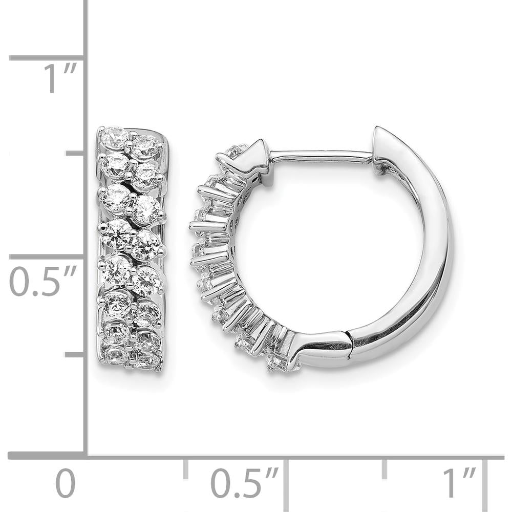 14K White Gold Diamond Hinged Hoop Earrings with 32 Round Diamonds - 0.03 Carats Total Diamond Weight by Monteluci Fine Jewelry