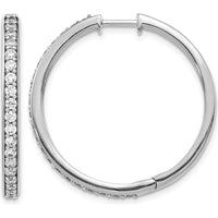 14K White Gold Diamond Hinged Hoop Earrings with 42 Round Natural Diamonds - 0.025 Carat Total Diamond Weight by Monteluci Fine Jewelry