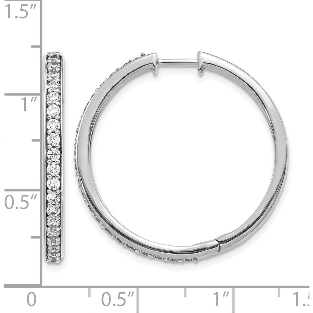 14K White Gold Diamond Hinged Hoop Earrings with 42 Round Natural Diamonds - 0.025 Carat Total Diamond Weight by Monteluci Fine Jewelry