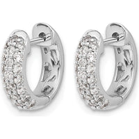 14K White Gold Diamond Hinged Hoop Earrings with 44 Round Diamonds - 0.012 Carat Total Diamond Weight by Monteluci Fine Jewelry
