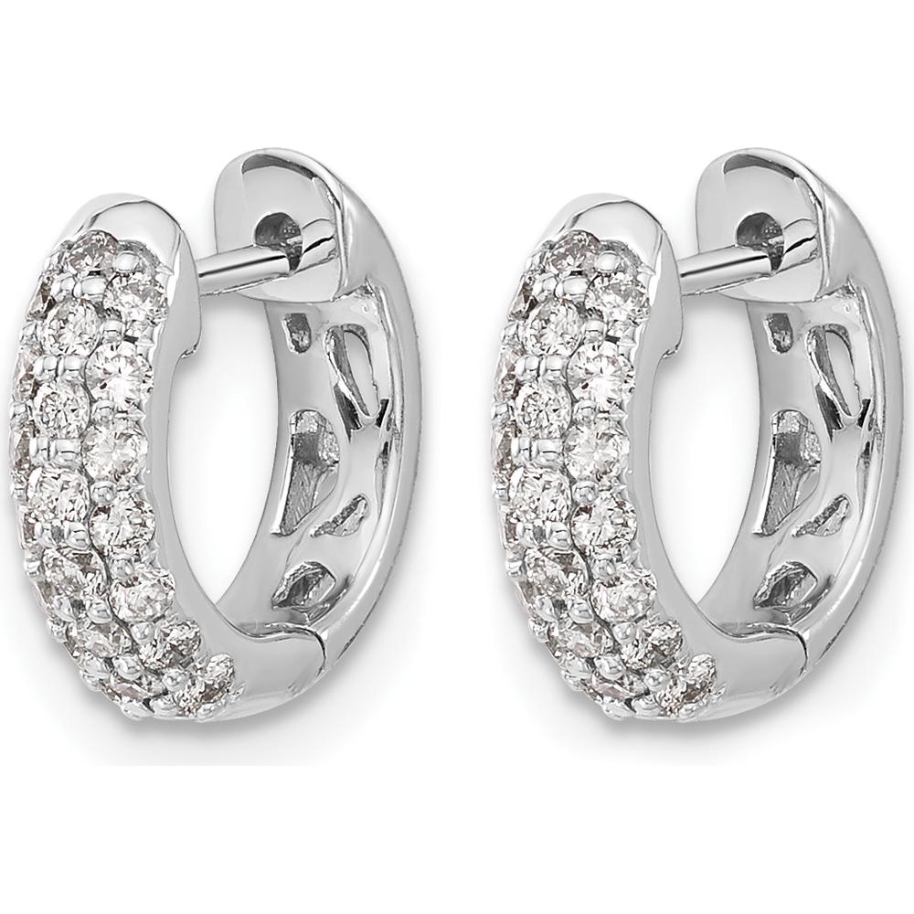 14K White Gold Diamond Hinged Hoop Earrings with 44 Round Diamonds - 0.012 Carat Total Diamond Weight by Monteluci Fine Jewelry