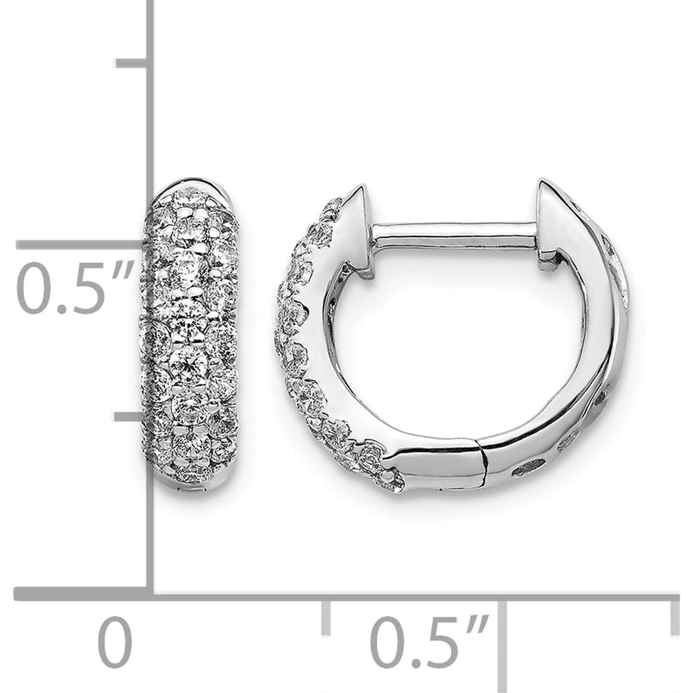 14K White Gold Diamond Hinged Hoop Earrings with 44 Round Diamonds - 0.012 Carat Total Diamond Weight by Monteluci Fine Jewelry