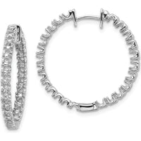 14K White Gold Diamond Hinged Hoop Earrings with 50 Round Diamonds - 2.3mm Each by Monteluci Fine Jewelry