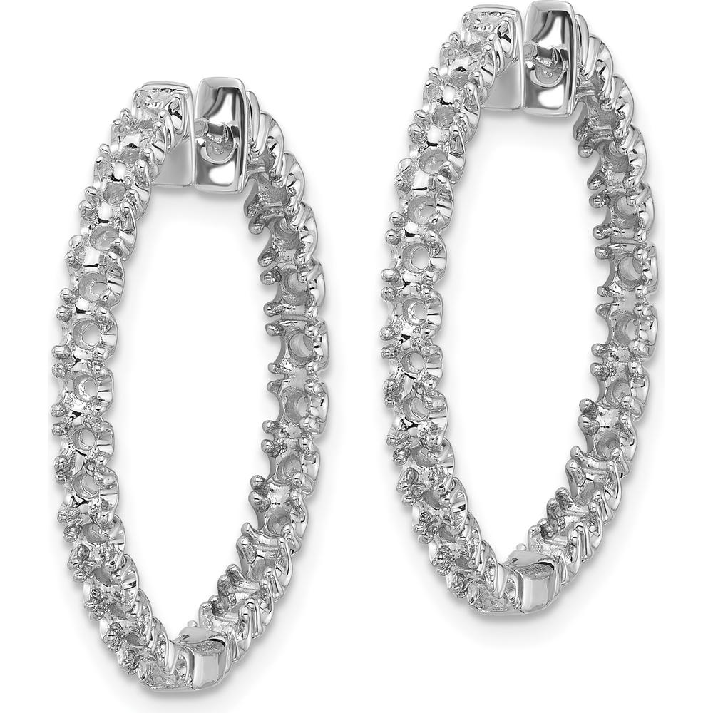 14K White Gold Diamond Hinged Hoop Earrings with 50 Round Diamonds - 2.3mm Each by Monteluci Fine Jewelry