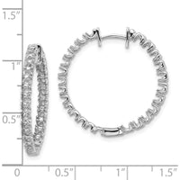 14K White Gold Diamond Hinged Hoop Earrings with 50 Round Diamonds - 2.3mm Each by Monteluci Fine Jewelry