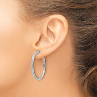 14K White Gold Diamond Hinged Hoop Earrings with 62 Round Diamonds - 0.012 Carat Total Diamond Weight by Monteluci Fine Jewelry