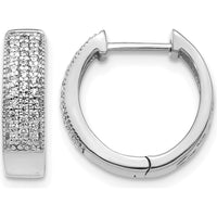 14K White Gold Diamond Hinged Hoop Earrings with 62 Round Diamonds - 0.25 Carat Total Diamond Weight by Monteluci Fine Jewelry