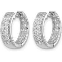 14K White Gold Diamond Hinged Hoop Earrings with 62 Round Diamonds - 0.25 Carat Total Diamond Weight by Monteluci Fine Jewelry