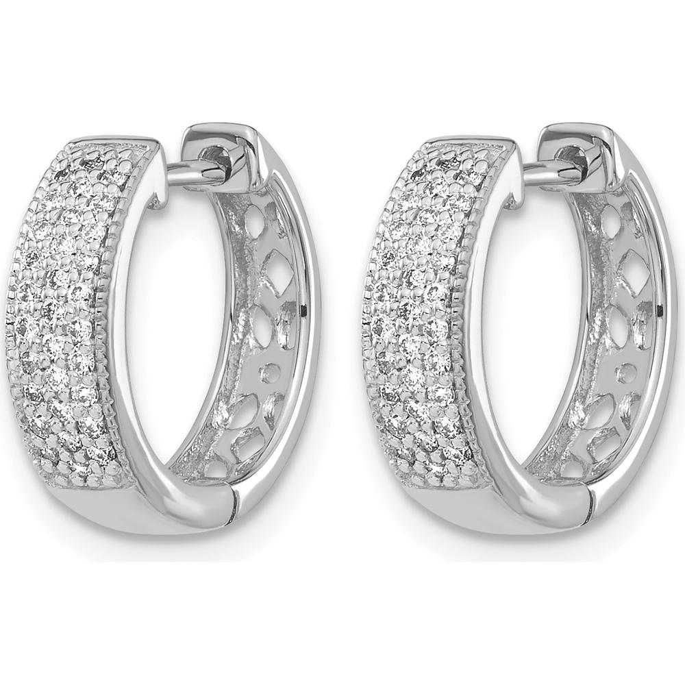 14K White Gold Diamond Hinged Hoop Earrings with 62 Round Diamonds - 0.25 Carat Total Diamond Weight by Monteluci Fine Jewelry
