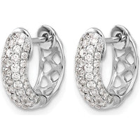 14K White Gold Diamond Hinged Hoop Earrings with 92 Round Diamonds - 0.02 Carat Total Diamond Weight by Monteluci Fine Jewelry