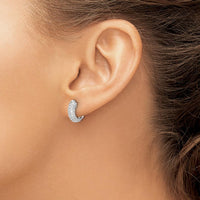 14K White Gold Diamond Hinged Hoop Earrings with 92 Round Diamonds - 0.02 Carat Total Diamond Weight by Monteluci Fine Jewelry