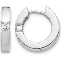 14K White Gold Diamond Hinged Hoop Earrings with Channel-Set Round Diamonds - 0.079 Carat Total Diamond Weight by Monteluci Fine Jewelry