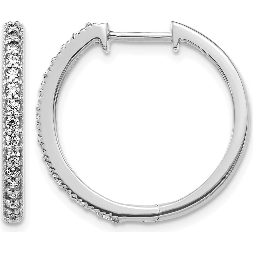 14K White Gold Diamond Hinged Hoop Earrings with Milgrain Detail - 0.36 Carat Total Diamond Weight by Monteluci Fine Jewelry